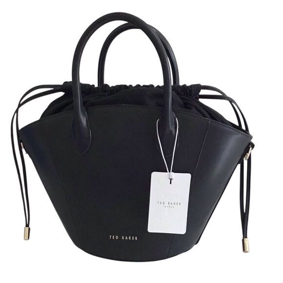 TED BAKER Saffet Oversized Bucket Tote Bag Black Leather New With Tag Oversized - Picture 1 of 15